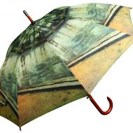 Wood Umbrella with Artwork Print
