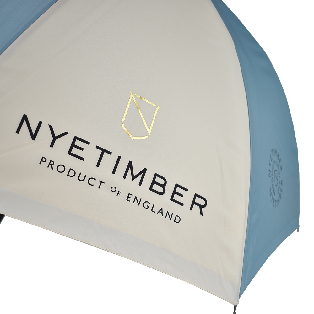 gold-foil-logo-on-umbrella how are umbrellas made