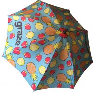 bright all over fruit graphic print branded umbrella