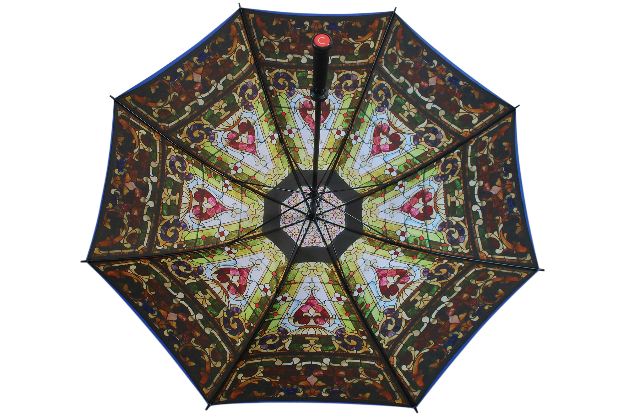 Umbrella Workshop stain glass digital print on golf umbrella