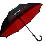 Black with red underside contrast graphic branded umbrella