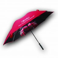Red customised inside graphic print branded umbrella