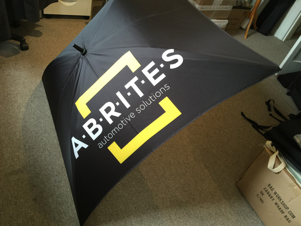 large printed logo square customised umbrella uk