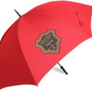 Tailor made Red branded promotional umbrella with Bollinger print