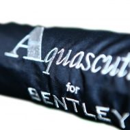 black and white branded embroidered umbrella sleeve