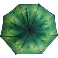 Green floral graphic print on underside of customised umbrella