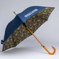 Wood stick umbrella with floral print on the inside