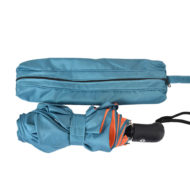 blue zipped carry case sleeve for folding umbrella which is also shown in blue