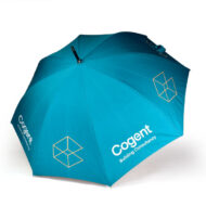 turquoise Pantone matched umbrella shown open for custom manufactured umbrella