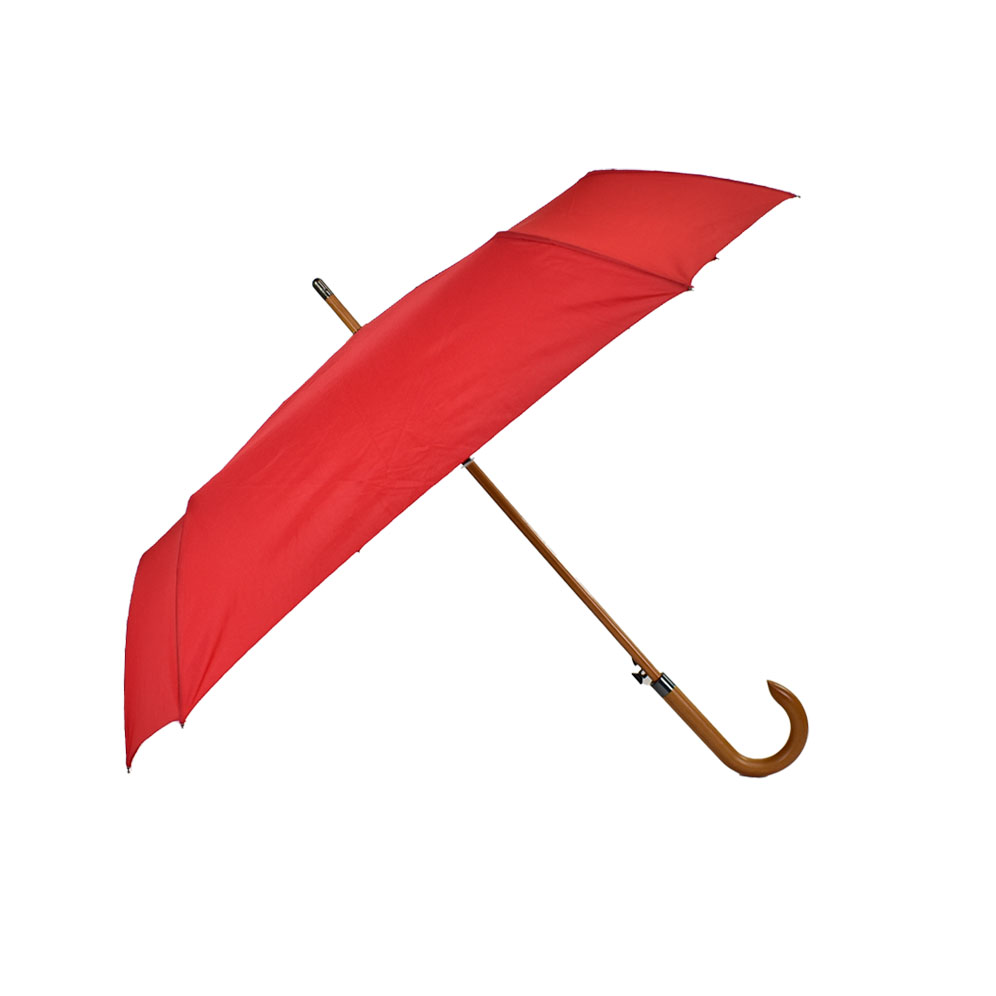 Red umbrella with square canopy open