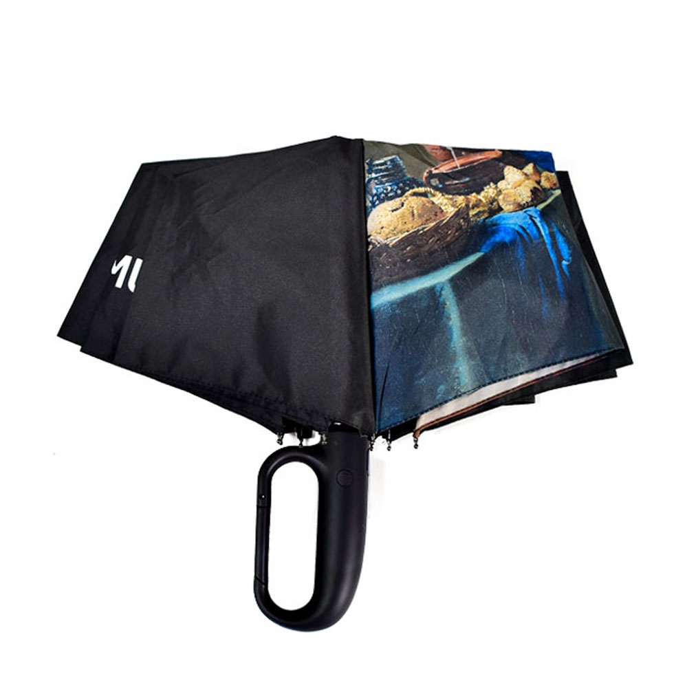 Collapsed umbrella with clip handle